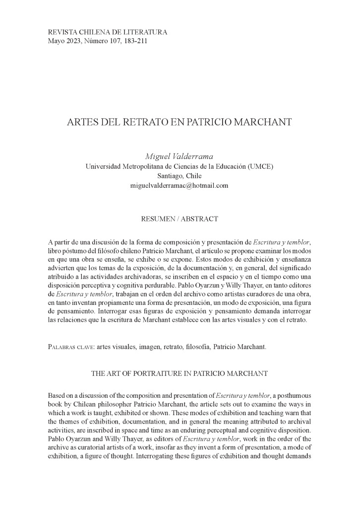 Artes del retrato en Patricio Marchant